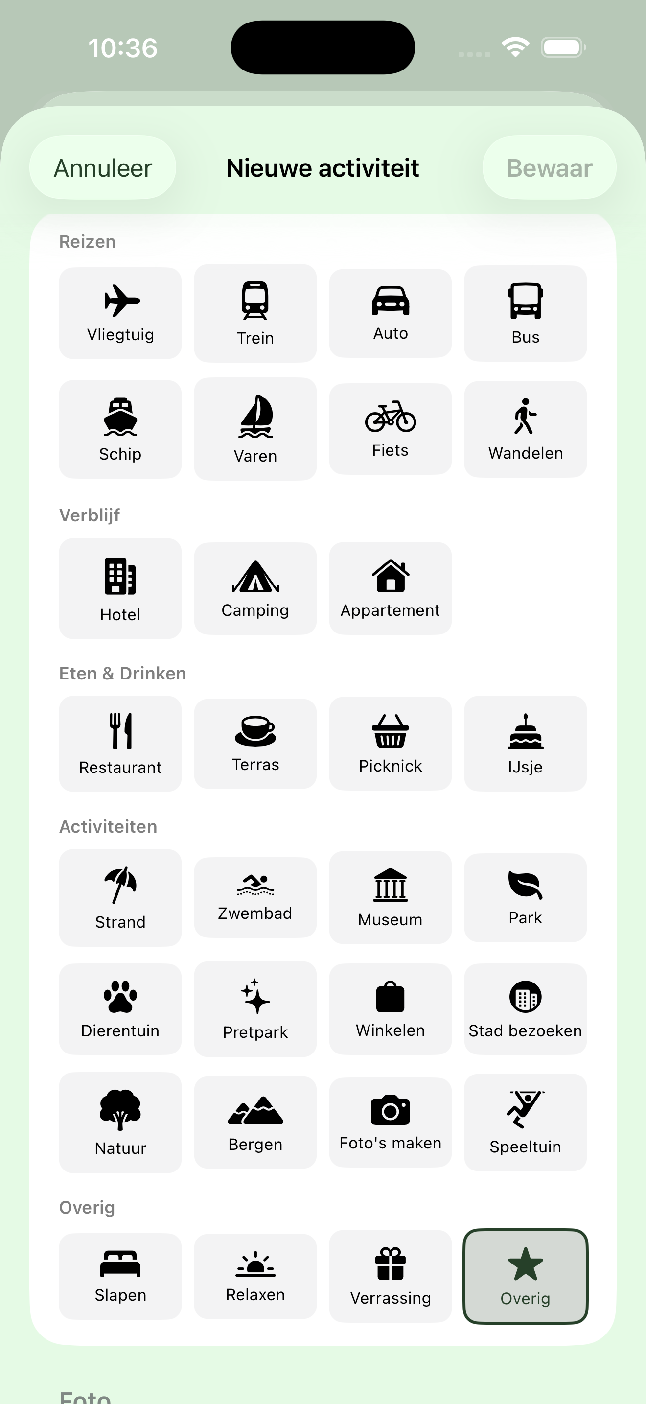 TravElly activiteit toevoegen aan je reisdagboek